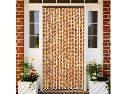 Závěs proti hmyzu okrový a bílý 118 x 220 cm žinylka 4004891