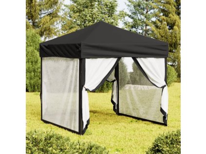 Skládací party stan s bočními stěnami černý 2 x 2 m 93511