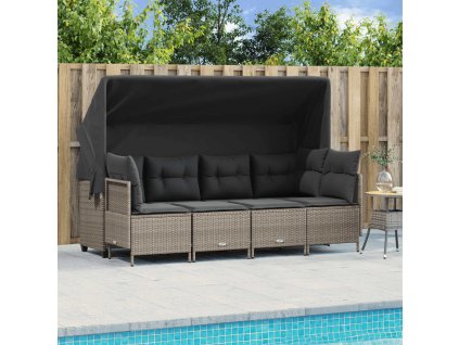 5dílná zahradní sedací souprava a podušky světle šedá polyratan 3261532