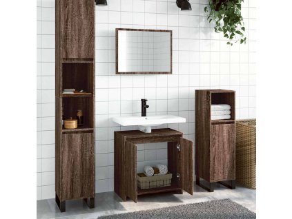 2dílný set koupelnového nábytku hnědý dub kompozitní dřevo 835699