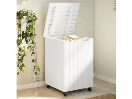 Koš na prádlo na kolečkách RANA bílý 45x45x64 cm masiv borovice 4002334