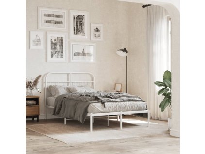 Kovový rám postele s čelem bílý 120 x 190 cm 377163