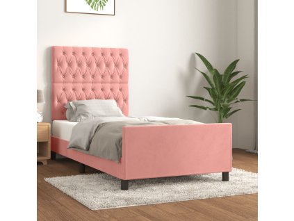 Rám postele s čelem růžový 100x200 cm samet 3125927