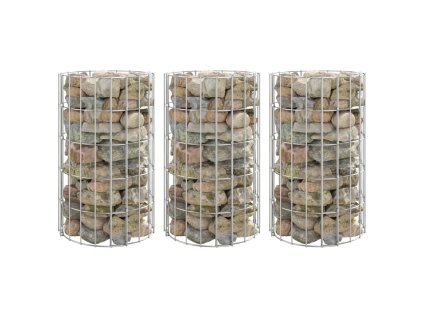 Kruhové gabionové záhony 3 ks pozinkovaná ocel Ø 30 x 50 cm 152019