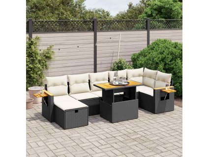 8dílná zahradní sedací souprava s poduškami černá polyratan 3276150