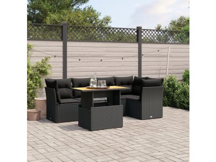 5dílná zahradní sedací souprava s poduškami černá polyratan 3270817