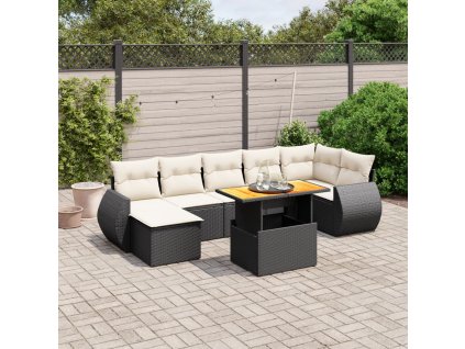 8dílná zahradní sedací souprava s poduškami černá polyratan 3272302
