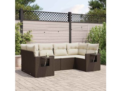 6dílná zahradní sedací souprava s poduškami hnědá polyratan 3252920