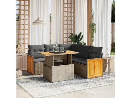 6dílná zahradní sedací souprava s poduškami béžová polyratan 3273958