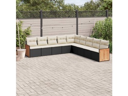 9dílná zahradní sedací souprava s poduškami černá polyratan 3227736