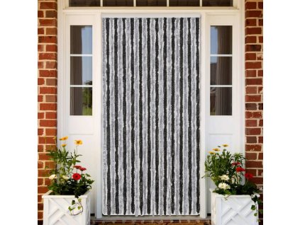 Závěs proti hmyzu šedý a černý 100 x 230 cm žinylka 377331