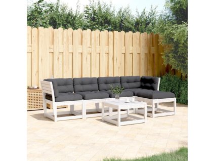 5dílná zahradní sedací souprava s poduškami bílá masiv borovice 3217011