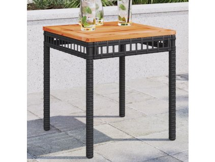 Zahradní stolek černý 38 x 38 x 42 cm polyratan akáciové dřevo 365864