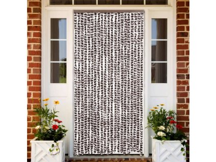 Závěs proti hmyzu hnědý a bílý 90 x 200 cm žinylka 377392