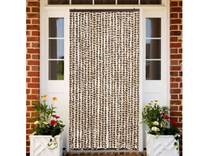 Závěs proti hmyzu béžový a hnědý 100 x 230 cm žinylka 377390