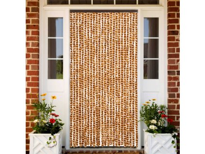 Závěs proti hmyzu okrový a bílý 100 x 230 cm žinylka 377402