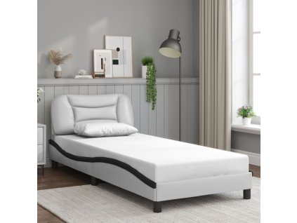 Rám postele bez matrace Hvar bílý a černý 90 x 200 cm umělá kůže 3207980