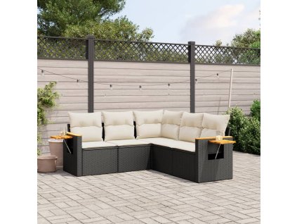 5dílná zahradní sedací souprava s poduškami černá polyratan 3226798