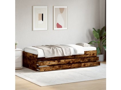 Válenda se zásuvkami bez matrace kouřový dub 90 x 190 cm 3280885