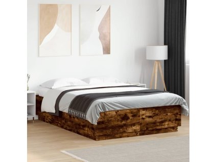 Rám postele s LED osvětlením kouřový dub 160 x 200 cm kompozit 3209601