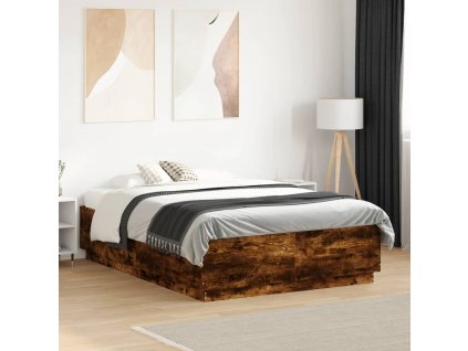 Rám postele s LED osvětlením kouřový dub 120 x 190 cm kompozit 3209657