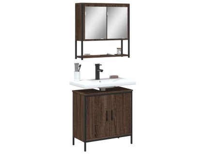 2dílný set koupelnového nábytku hnědý dub kompozitní dřevo 3214664