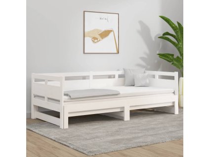 Výsuvná válenda bílá masivní borovice 2 x (90 x 200) cm 820313