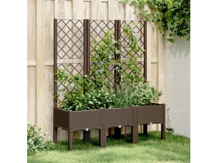 Zahradní truhlík s treláží hnědý 120 x 40 x 142 cm PP 367930
