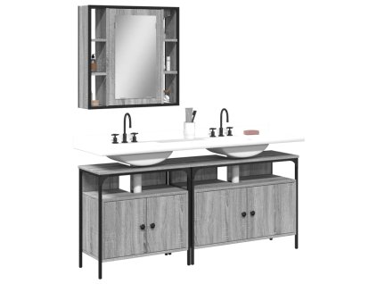 3dílný set koupelnových skříněk šedý sonoma kompozitní dřevo 3214728