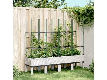 Zahradní truhlík s treláží bílý 160 x 40 x 142,5 cm PP 367964