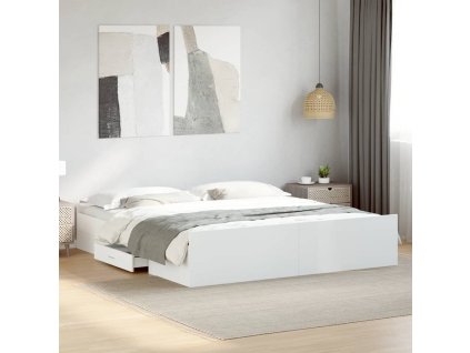 Rám postele se zásuvkami bílý 200 x 200 cm kompozitní dřevo 3280265