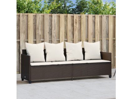 Zahradní lehátko s poduškami hnědé polyratan 368345