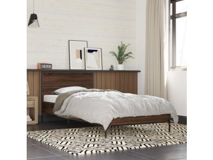Rám postele hnědý dub 90 x 190 cm kompozitní dřevo a kov 845566