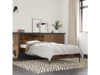 Rám postele kouřový dub 100 x 200 cm kompozitní dřevo a kov 845524