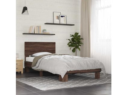 Rám postele hnědý dub 75 x 190 cm kompozitní dřevo a kov 845816
