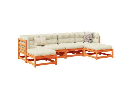 6dílná zahradní sedací souprava podušky voskově hnědá borovice 3295819