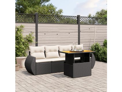 5dílná zahradní sedací souprava s poduškami černá polyratan 3272071