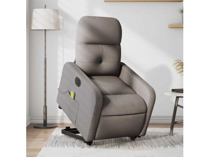Elektrické zvedací masážní polohovací křeslo taupe textil 3206829