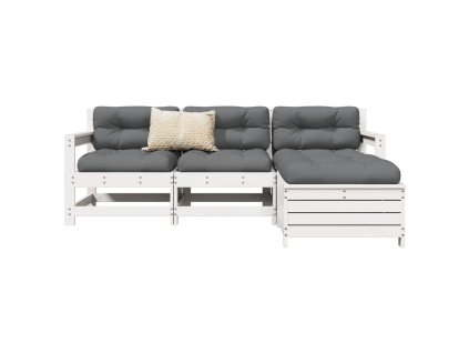 4dílná zahradní sedací souprava bílá masivní borovice 3250793