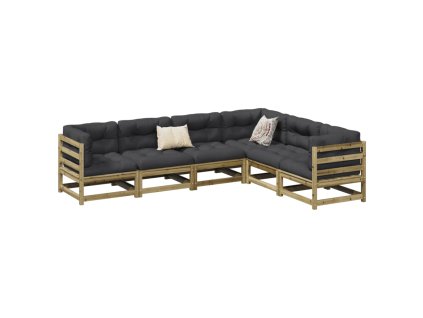 6dílná zahradní sedací souprava a podušky impregnovaná borovice 3299459