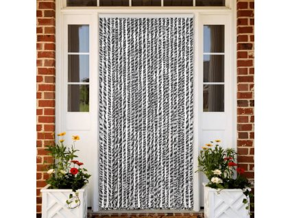 Závěs proti hmyzu černý a bílý 100 x 230 cm žinylka 377338