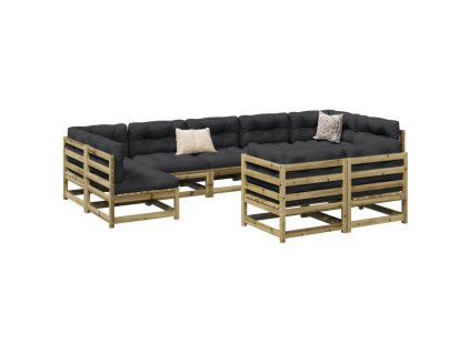 9dílná zahradní sedací souprava a podušky impregnovaná borovice 3299632