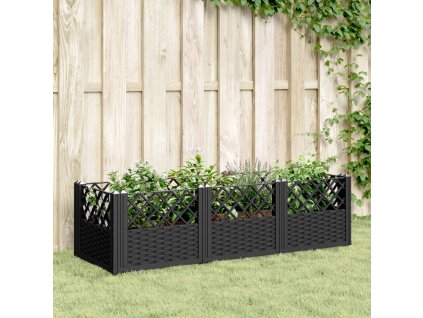 Zahradní truhlík s kolíky černý 123,5 x 43,5 x 43,5 cm PP 368017