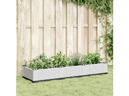 Zahradní truhlík s kolíky bílý 125 x 40 x 28,5 cm PP 368015