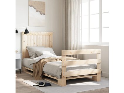 Rám postele s čelem 90 x 200 cm masivní borové dřevo 3281538