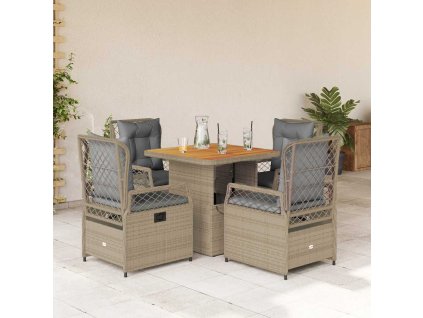 5dílný zahradní jídelní set s poduškami béžový polyratan 3262917