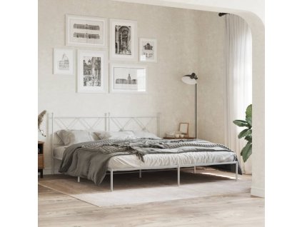 Kovový rám postele s čelem bílý 180 x 200 cm 376555