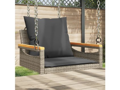 Houpací lavice s poduškami šedá 63 x 62 x 40 cm polyratan 368165