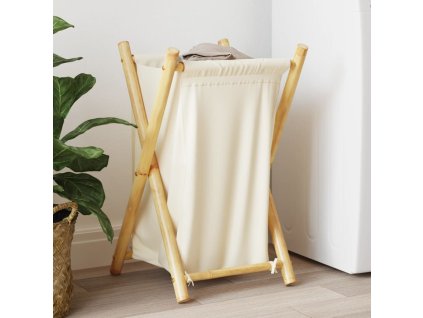 Koš na prádlo krémově bílý 41,5 x 36 x 63,5 cm bambus 368034