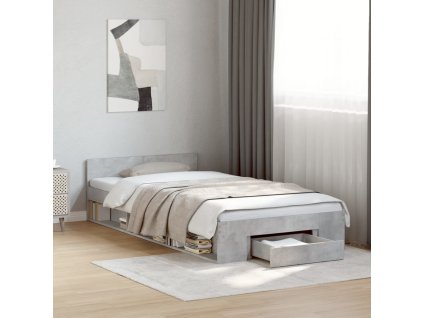Rám postele se zásuvkou betonově šedý 75x190cm kompozitní dřevo 3280807